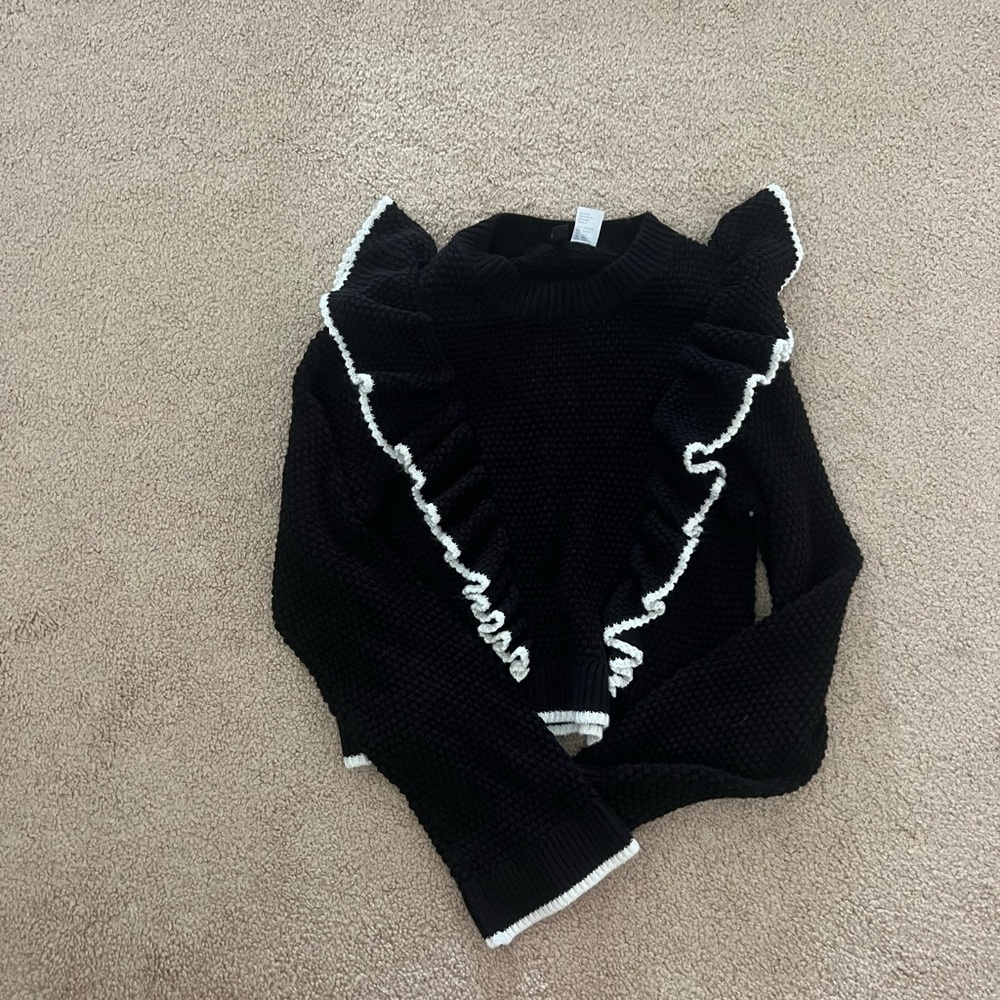 H&M Black and White Ruffle Sweater